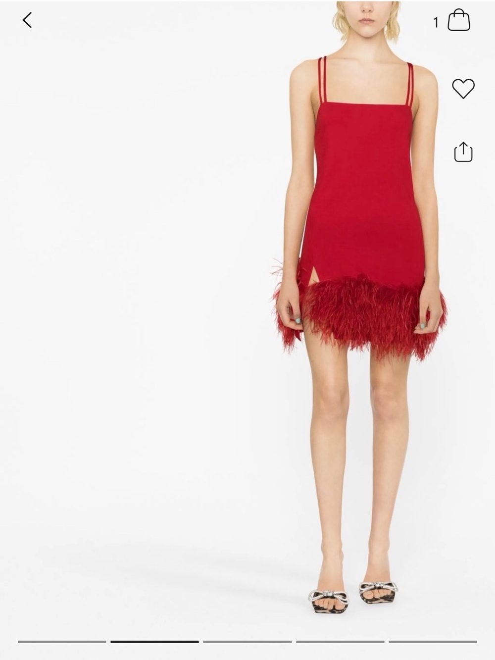 The Attico Red Feather-Trim Mini Dress